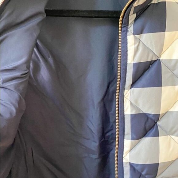 J. Crew Excursion Quilted Down Vest Navy Cream Plaid Size XS preppy 138.00 MSRP - Picture 3 of 13